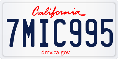 CA license plate 7MIC995