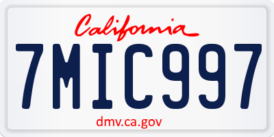 CA license plate 7MIC997