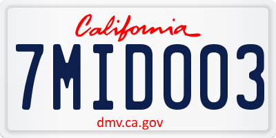 CA license plate 7MID003
