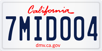 CA license plate 7MID004