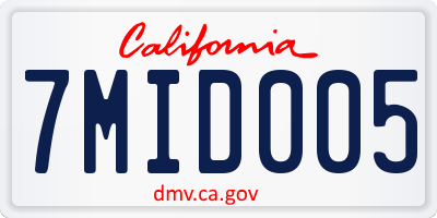 CA license plate 7MID005