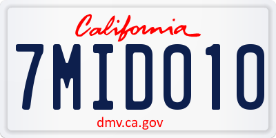 CA license plate 7MID010