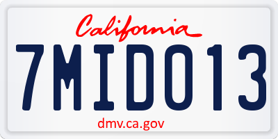 CA license plate 7MID013