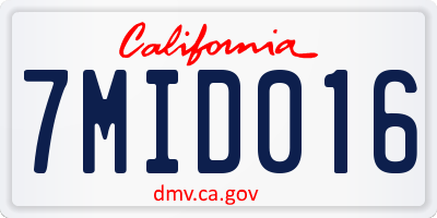 CA license plate 7MID016