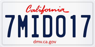 CA license plate 7MID017