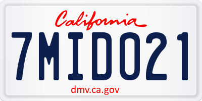 CA license plate 7MID021