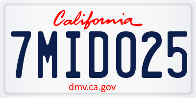 CA license plate 7MID025