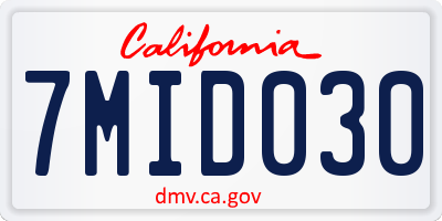 CA license plate 7MID030