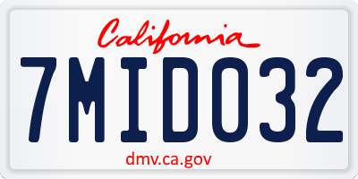 CA license plate 7MID032