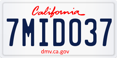 CA license plate 7MID037
