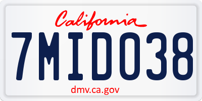 CA license plate 7MID038