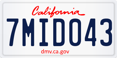 CA license plate 7MID043