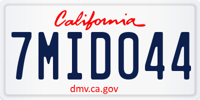 CA license plate 7MID044