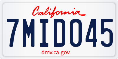 CA license plate 7MID045