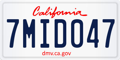 CA license plate 7MID047