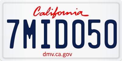 CA license plate 7MID050