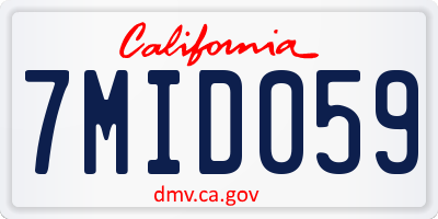 CA license plate 7MID059