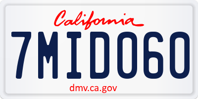 CA license plate 7MID060