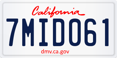 CA license plate 7MID061