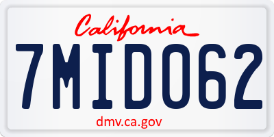 CA license plate 7MID062