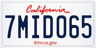CA license plate 7MID065