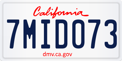 CA license plate 7MID073