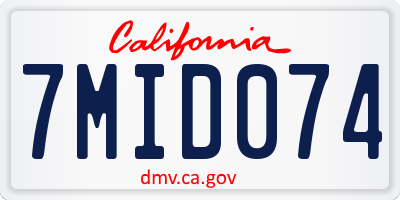 CA license plate 7MID074