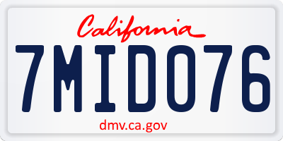 CA license plate 7MID076