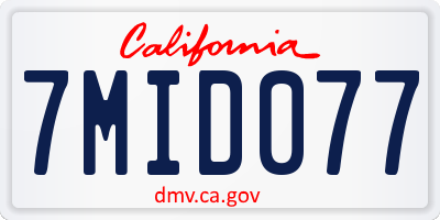 CA license plate 7MID077