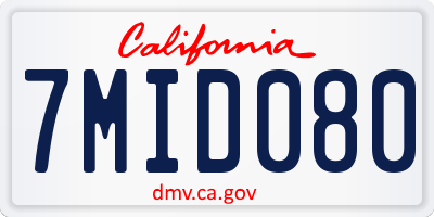 CA license plate 7MID080