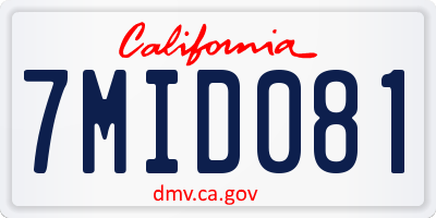 CA license plate 7MID081