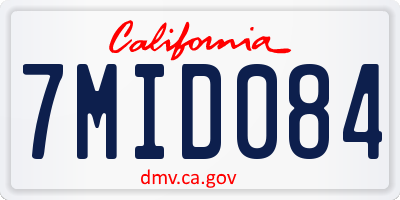 CA license plate 7MID084