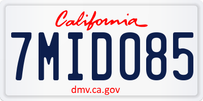 CA license plate 7MID085