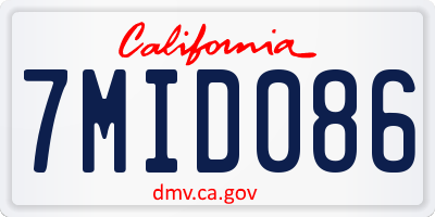 CA license plate 7MID086