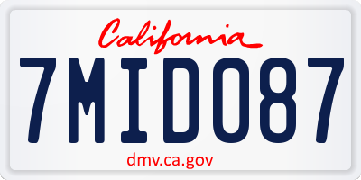 CA license plate 7MID087