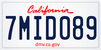 CA license plate 7MID089