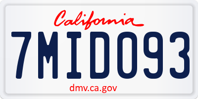 CA license plate 7MID093