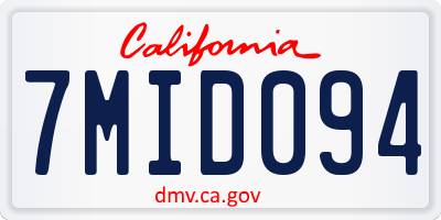 CA license plate 7MID094