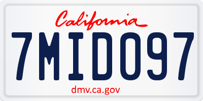 CA license plate 7MID097