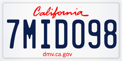 CA license plate 7MID098