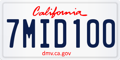 CA license plate 7MID100