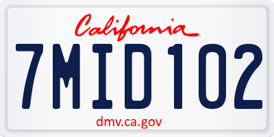 CA license plate 7MID102