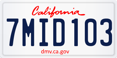 CA license plate 7MID103