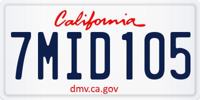 CA license plate 7MID105