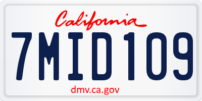 CA license plate 7MID109