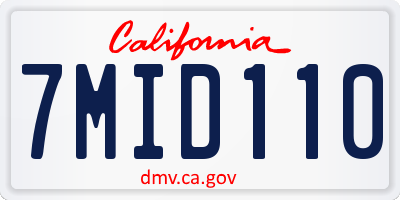 CA license plate 7MID110