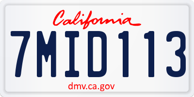 CA license plate 7MID113