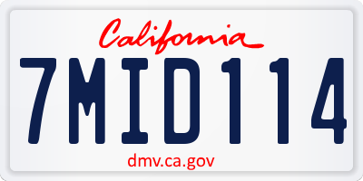 CA license plate 7MID114