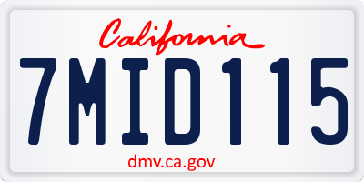 CA license plate 7MID115