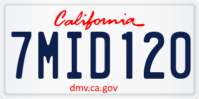 CA license plate 7MID120